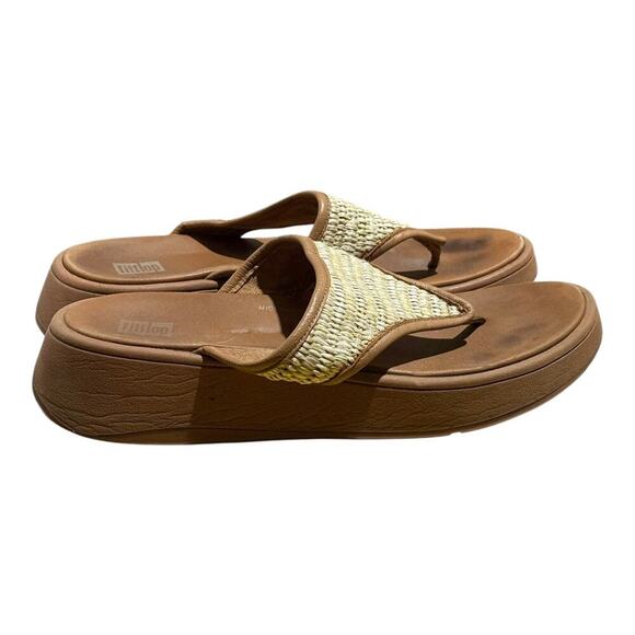 FitFlop Pietra Woven Platform Sandals Tan Women's Size 7 Comfort Orthotic Sandal - Picture 1 of 7